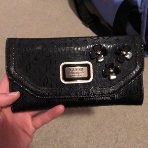 Black floral guess wallet